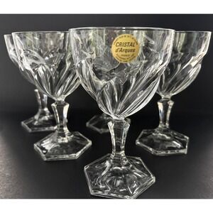 Cristal d'Arques Rambouillet Wine Goblets Set of 5 French Lead Crystal 5.5"